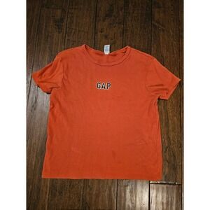 Gap Factory Womens‎ Burnt Orange Vintage Logo Short Sleeve T-Shirt Size L Preppy